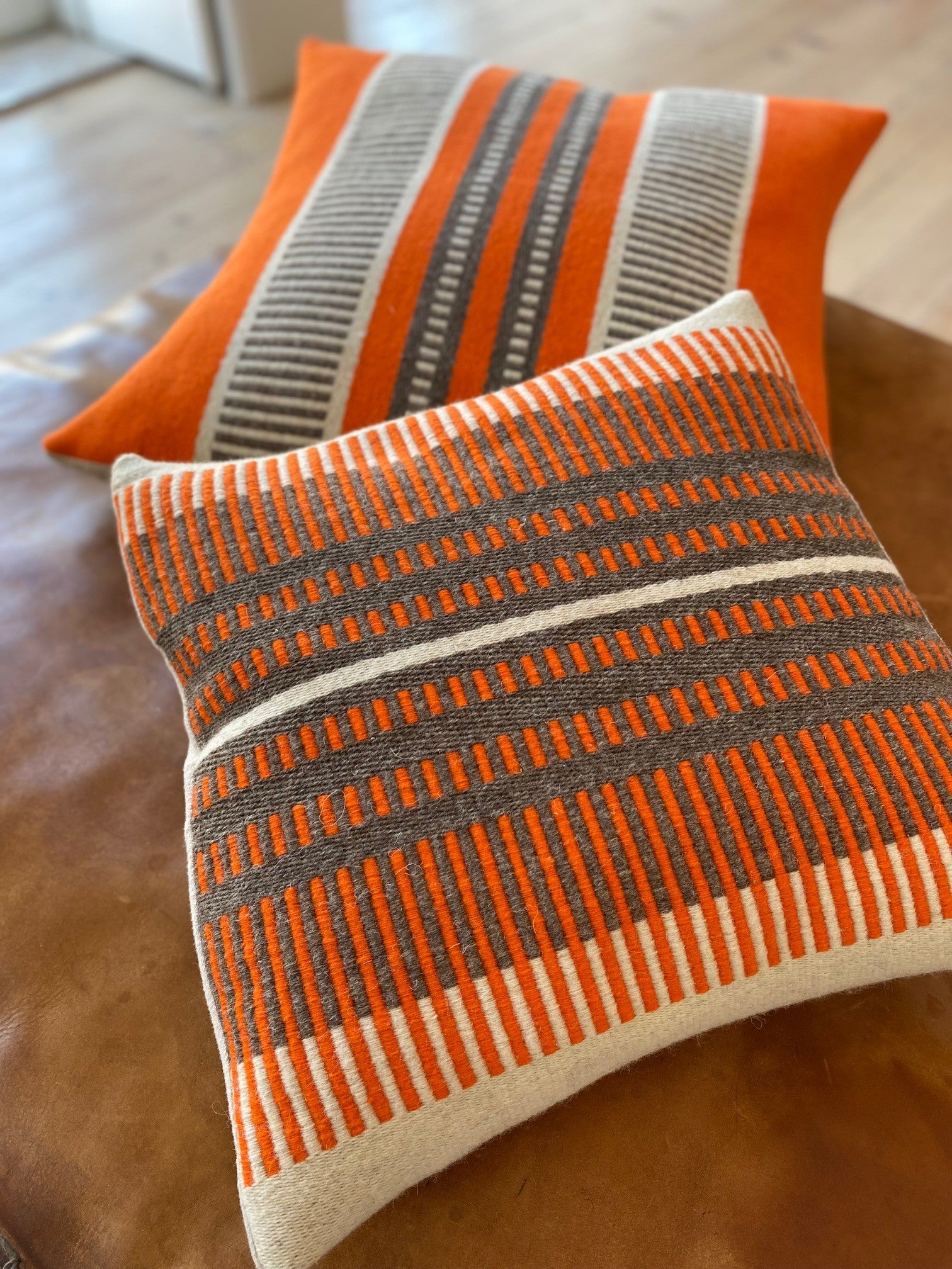 Stripy Orange & Wallnut