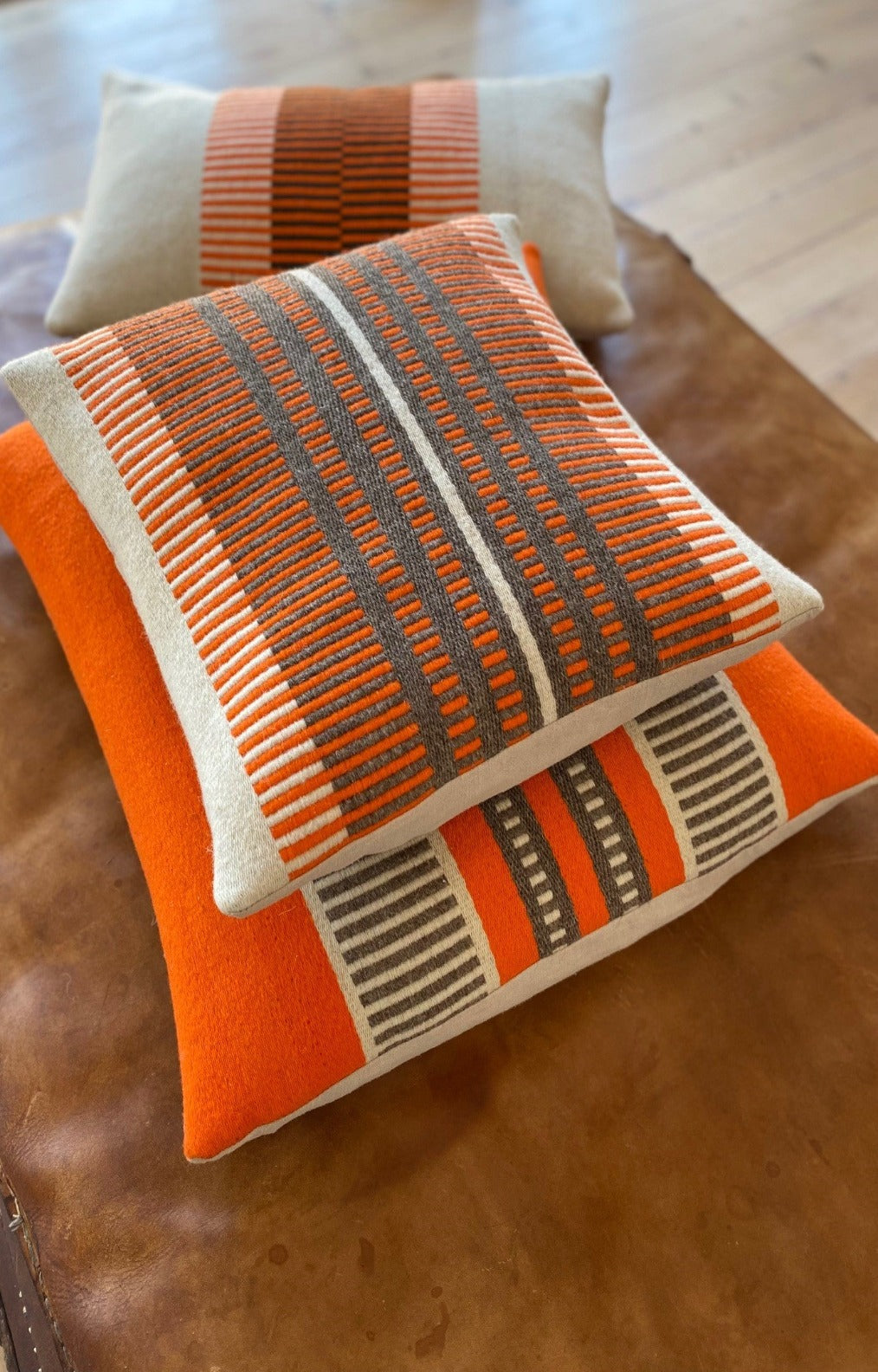 Stripy Orange & Wallnut