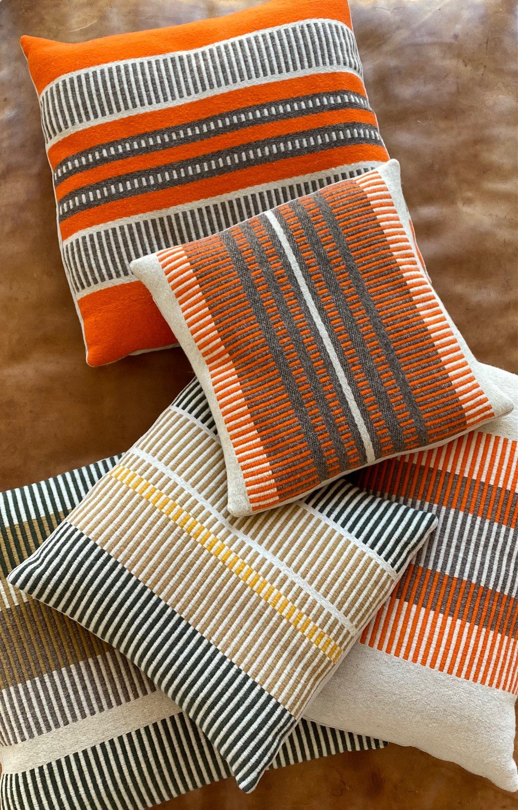 Stripy Orange & Wallnut